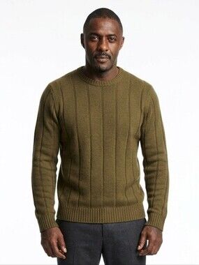 FLINT & ADLER Olive Ribbed Crewneck Sweater Size XXL Men's Unisex